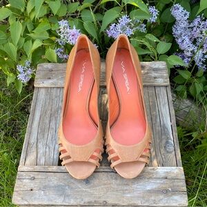 Via Spiga Tan Strappy Heels